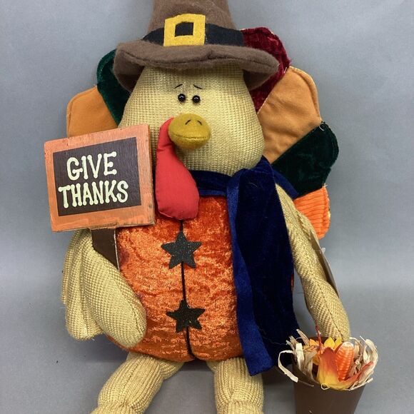Sunset Bay Seasonal Turkey Pilgrim Plush Shelf Sitter #C5959 - 28” - Picture 2 of 15